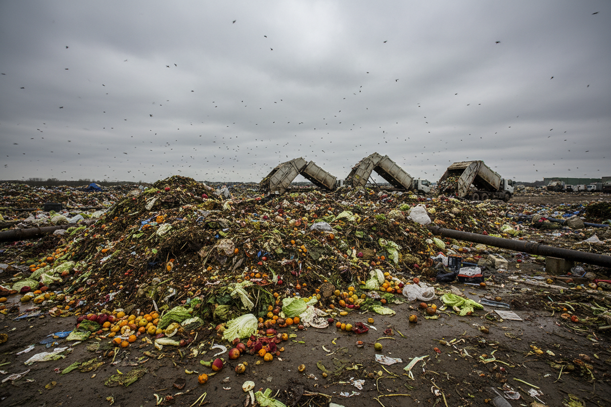 Food waste does not disappear when the bin is emptied. It may be buried in a landfill, burned, flushed into wastewater, digested for biogas, dried into food grounds or composted back into soil.