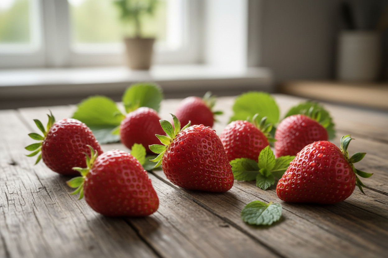 strawberries on the table ready to be composted