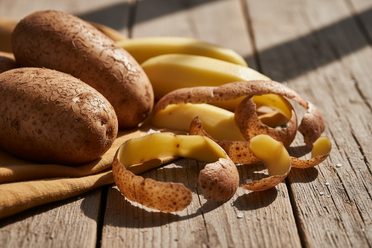 Potatoes, potato skins and peels are good to be composted