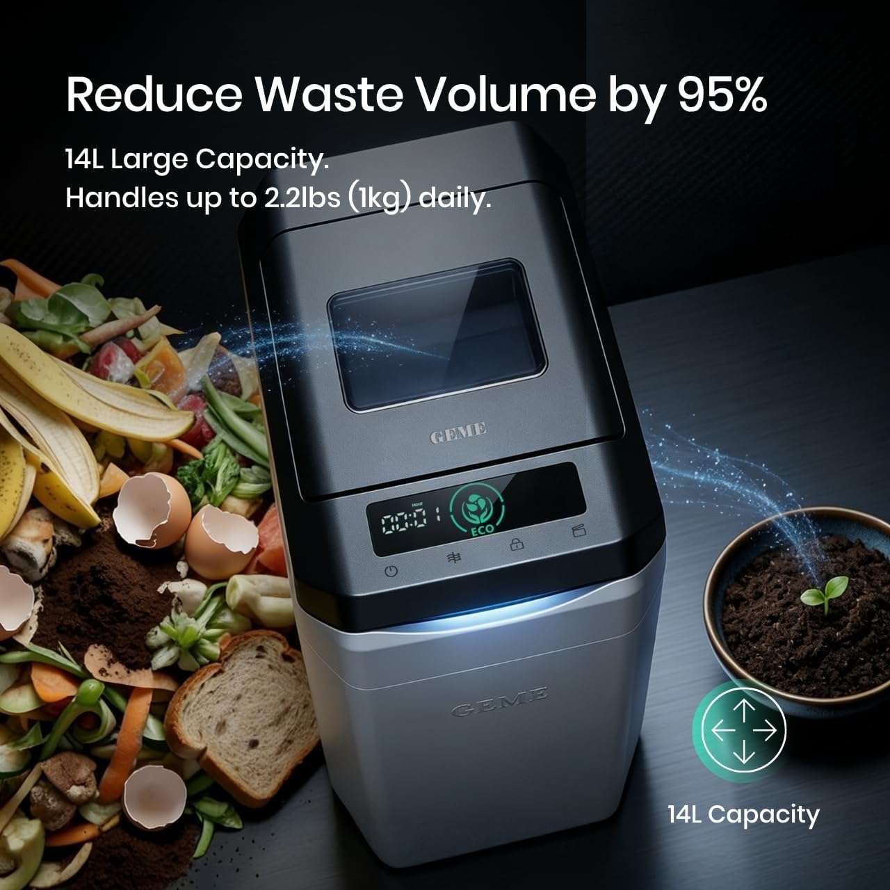 GEME Composter Terra 2 | Real Compost, Odor-Free